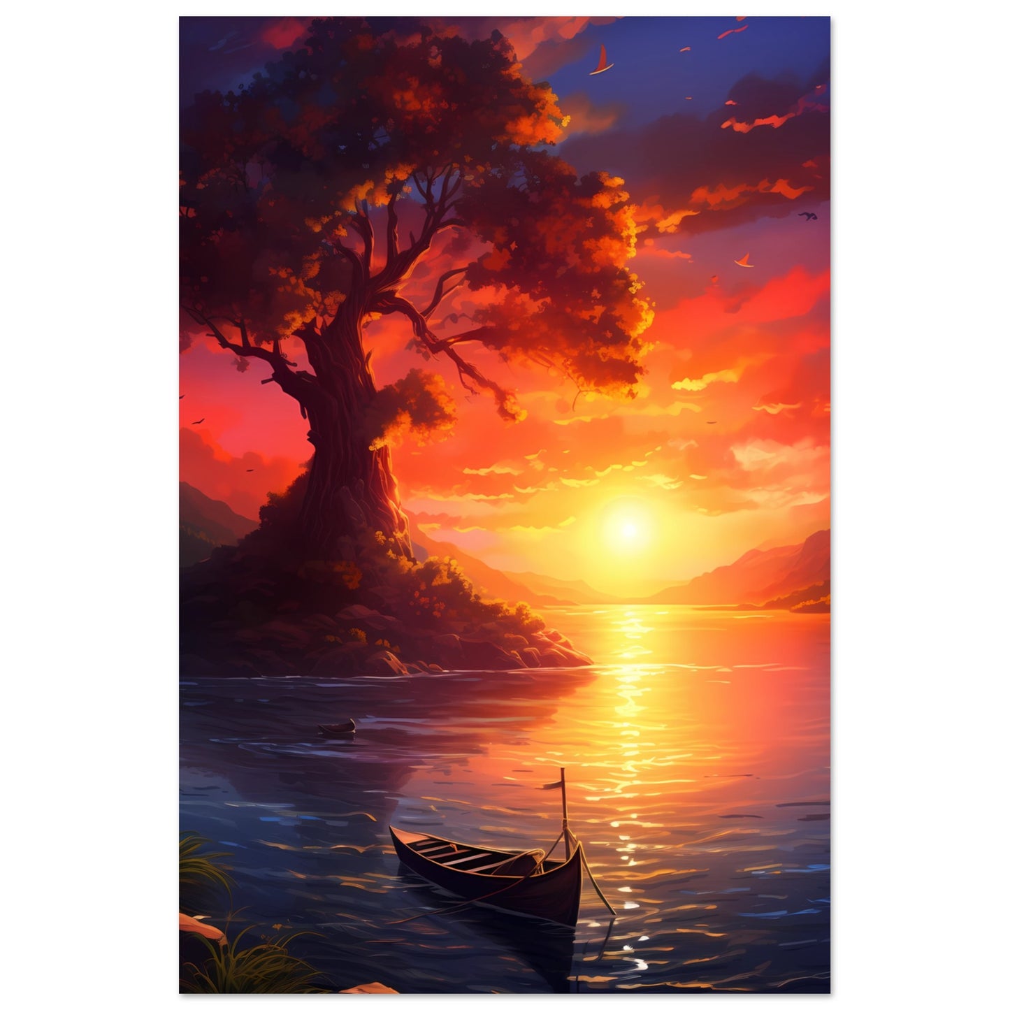 Paper Poster - Solitary Sunset Serenade