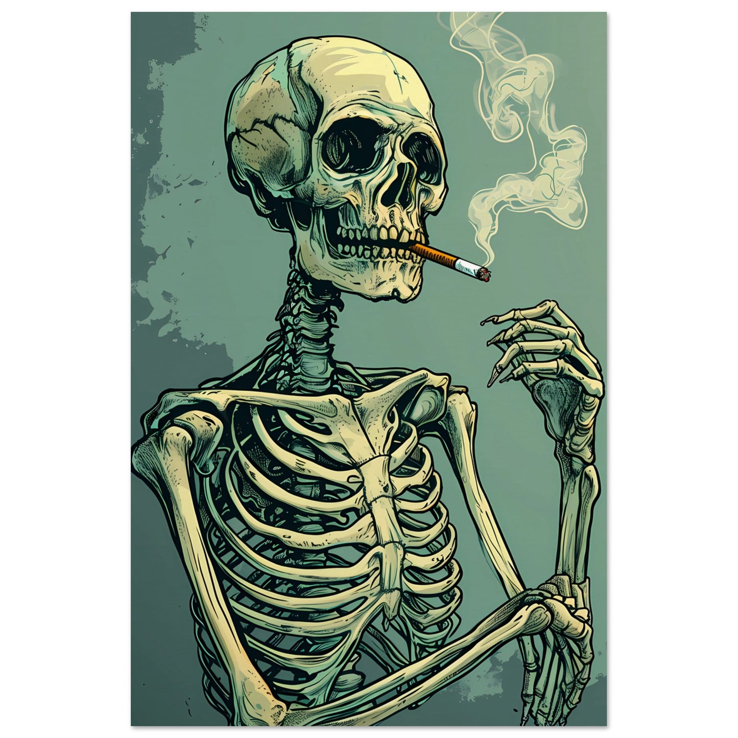 Paper Poster - Smoking Skeleton