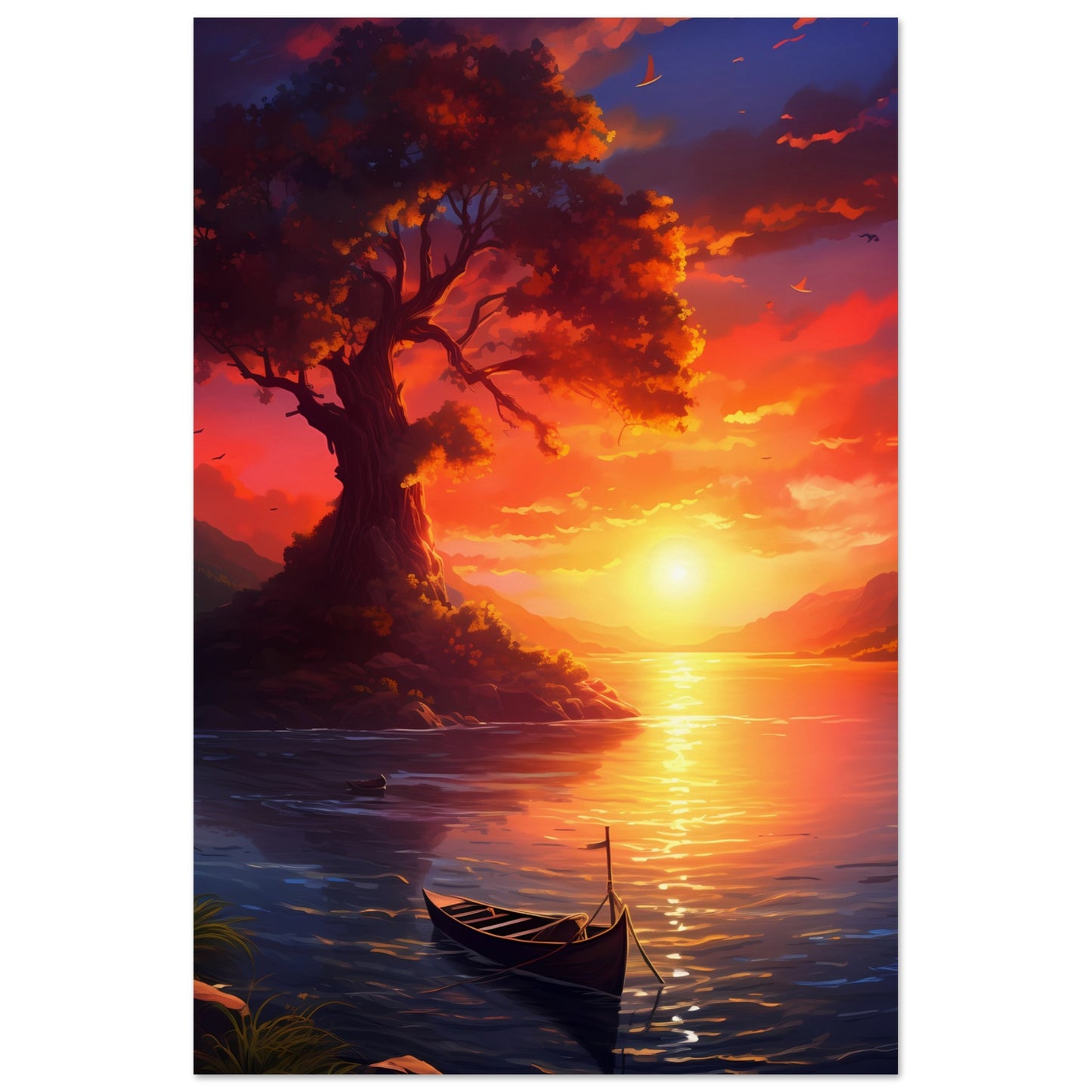 Paper Poster - Solitary Sunset Serenade