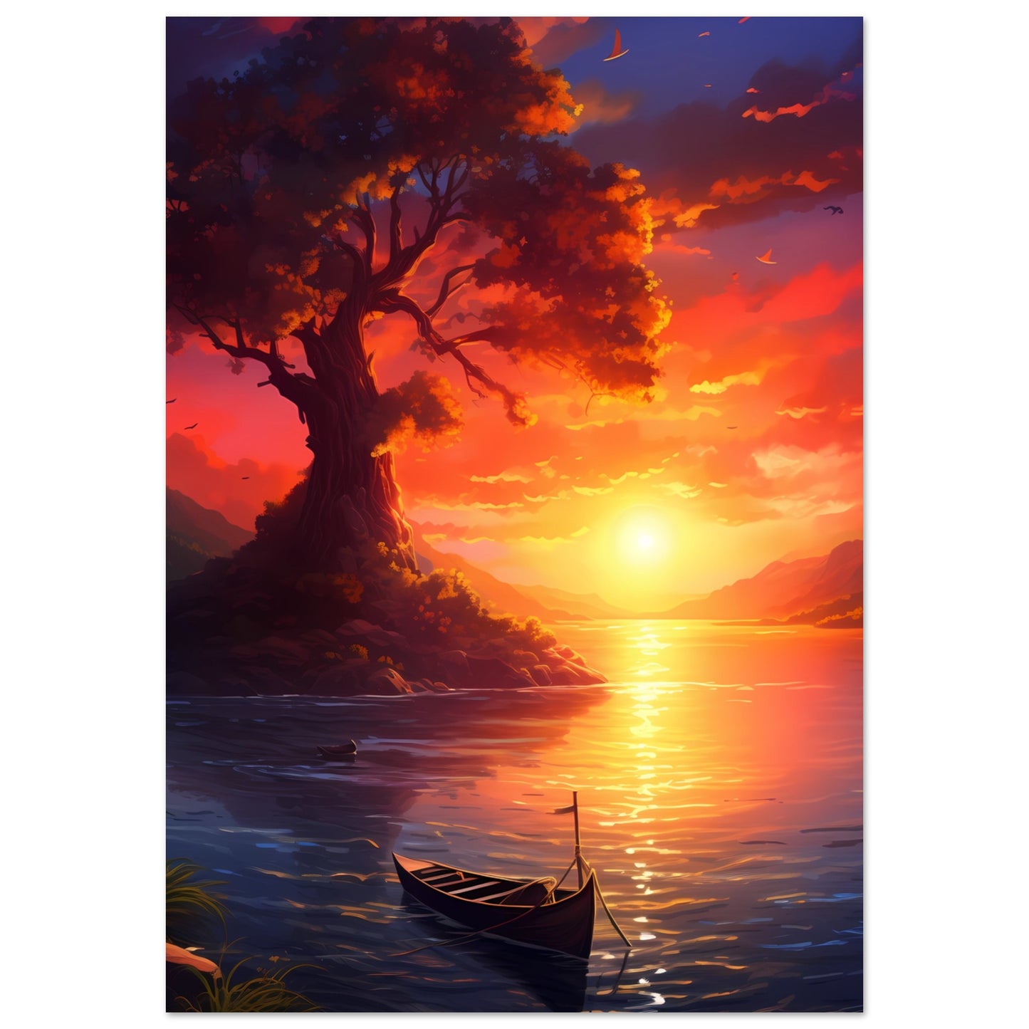 Paper Poster - Solitary Sunset Serenade