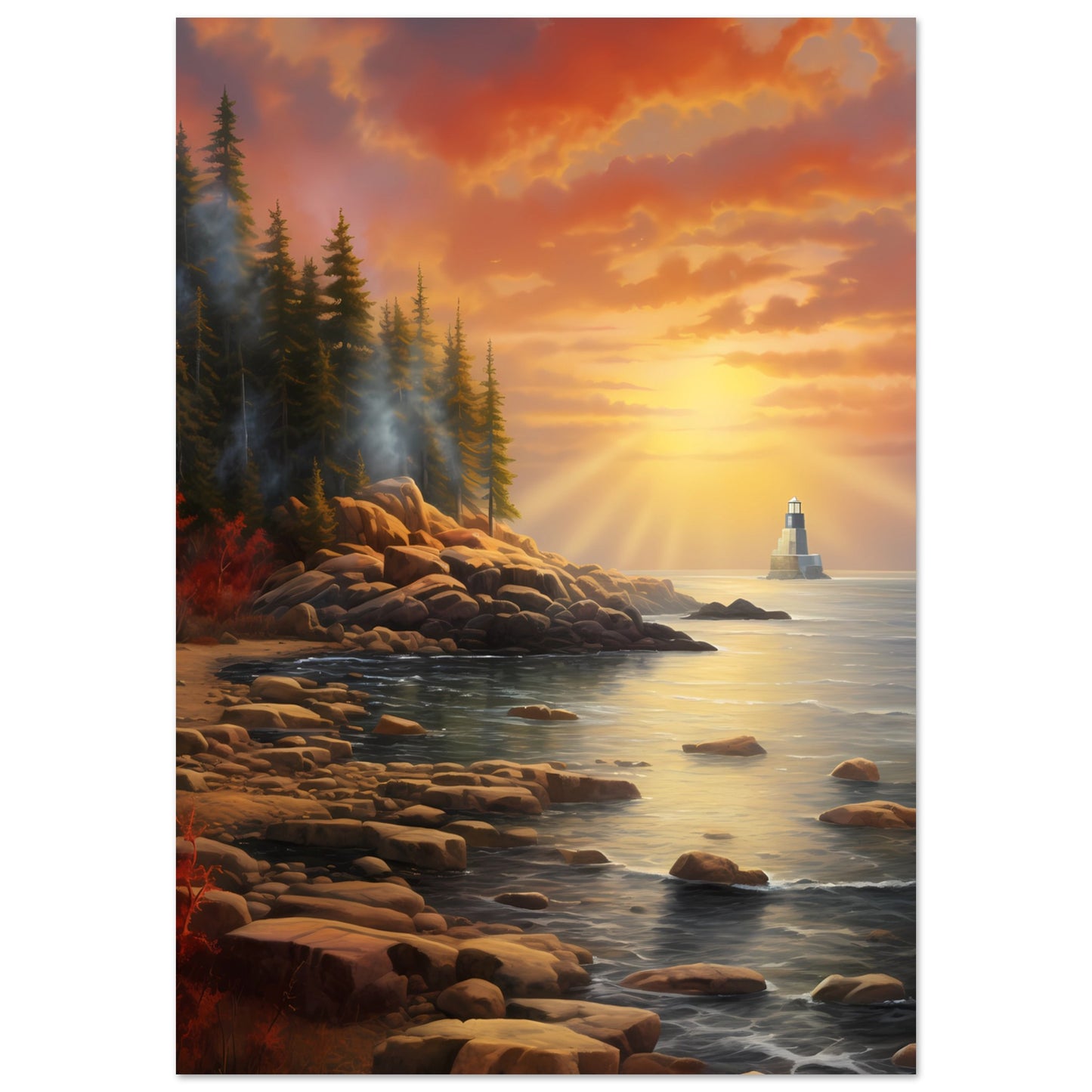 Paper Poster - Acadia Lighthouse Luminance