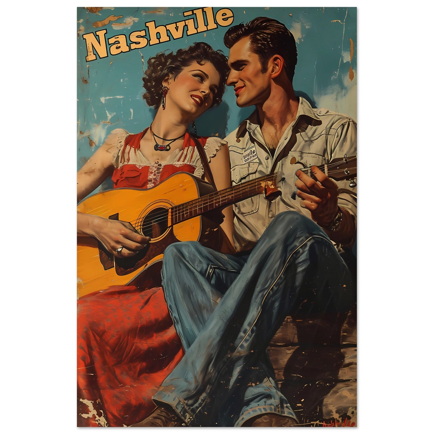 Paper Poster - Nashville Duet in Denim