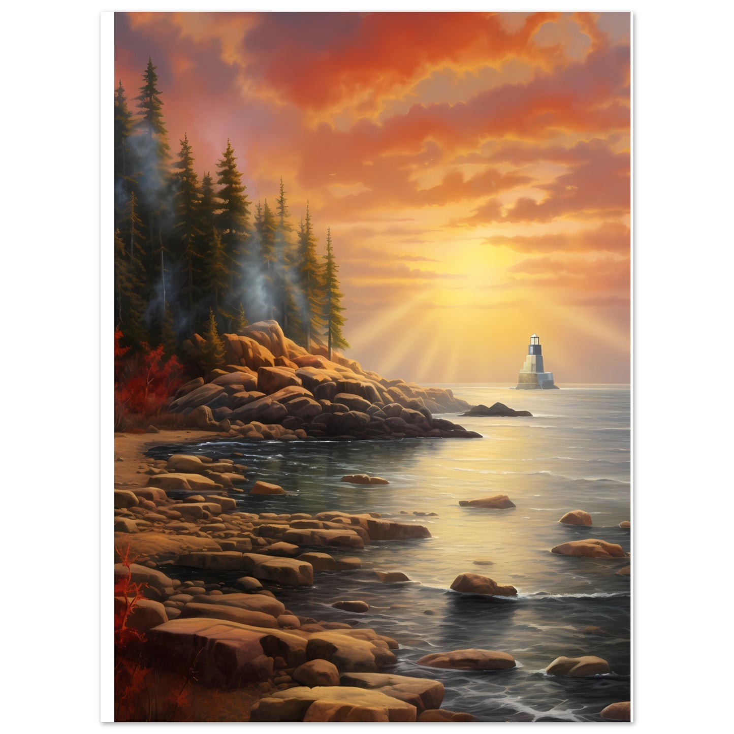 Paper Poster - Acadia Lighthouse Luminance