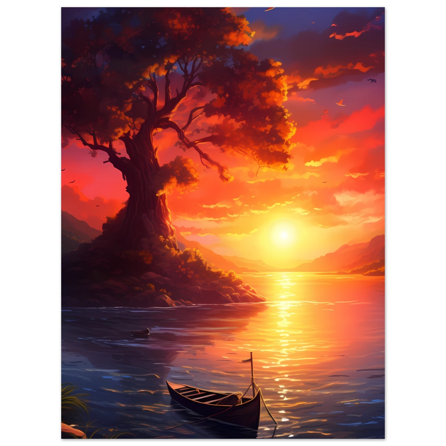 Paper Poster - Solitary Sunset Serenade