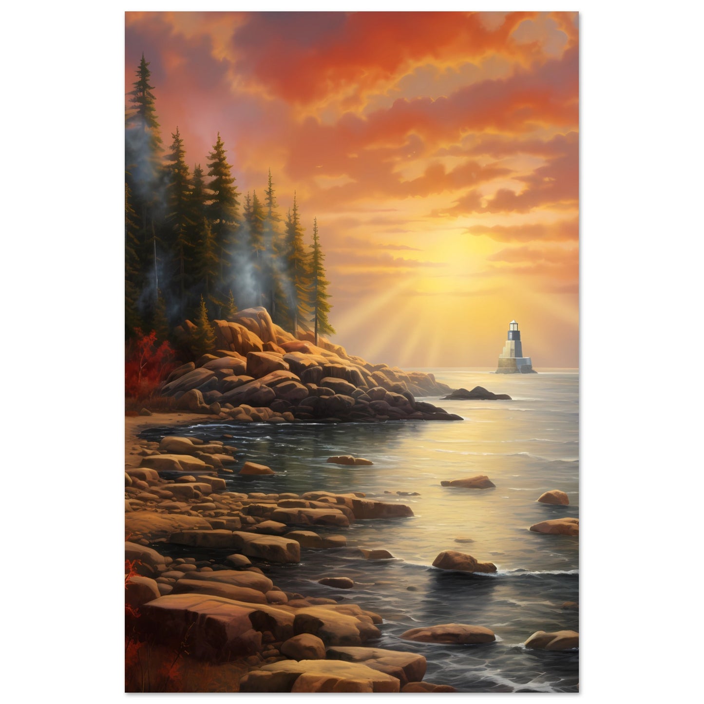 Paper Poster - Acadia Lighthouse Luminance