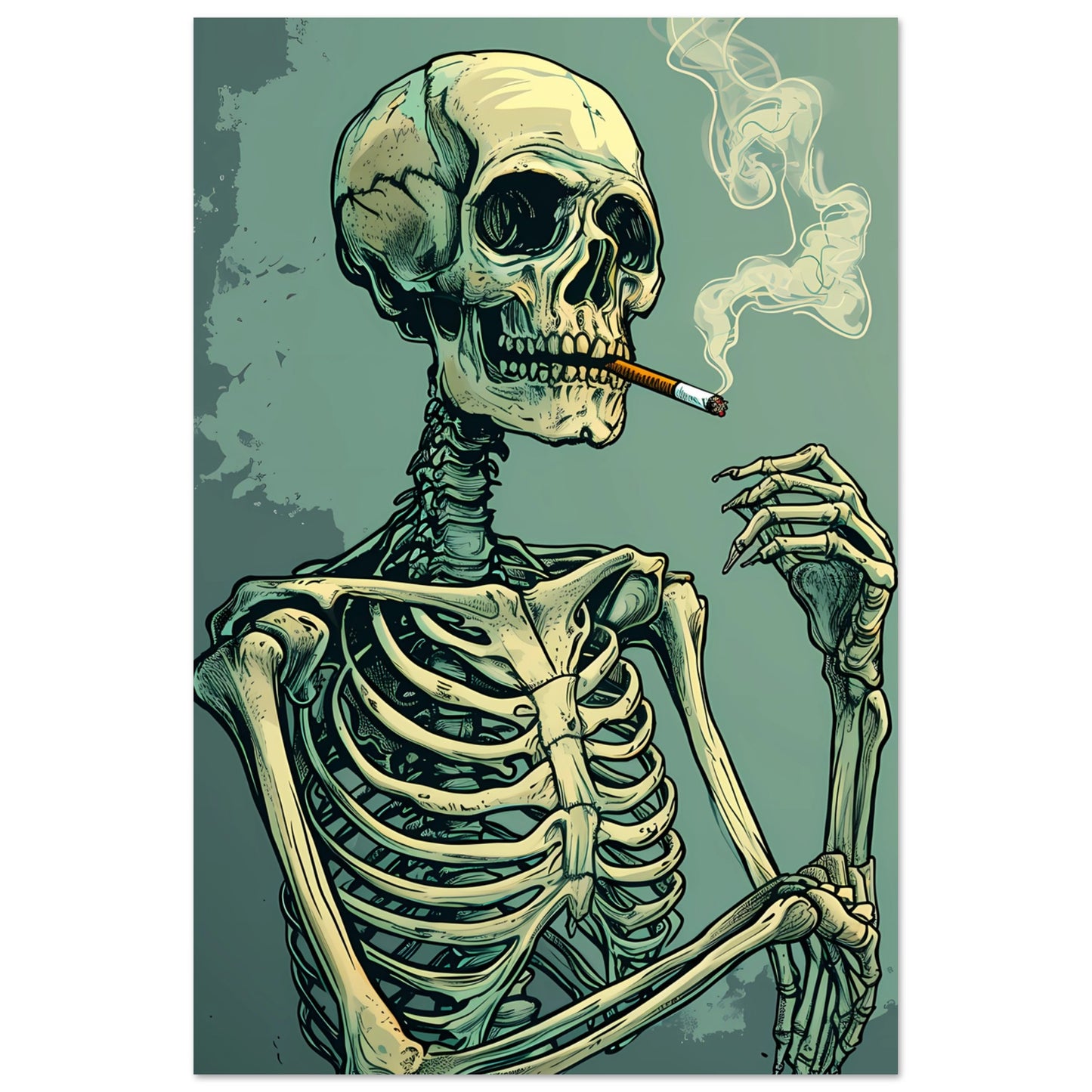 Paper Poster - Smoking Skeleton