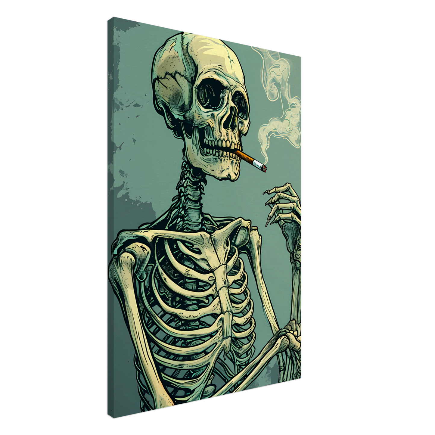 Canvas Wall Art - Smoking Skeleton