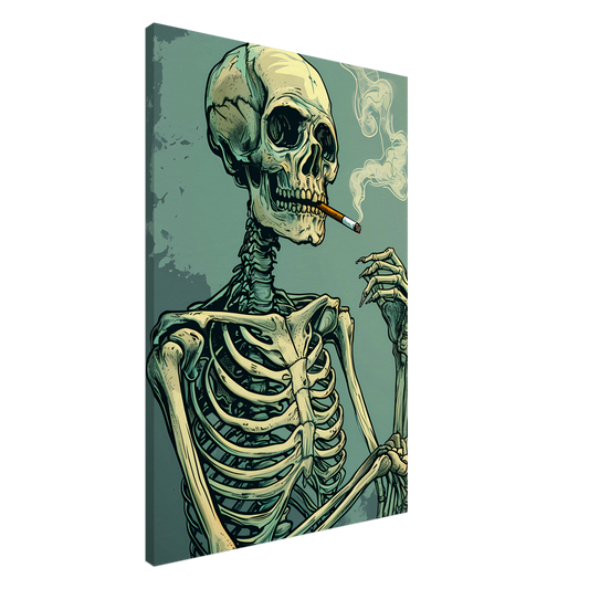 Canvas Wall Art - Smoking Skeleton