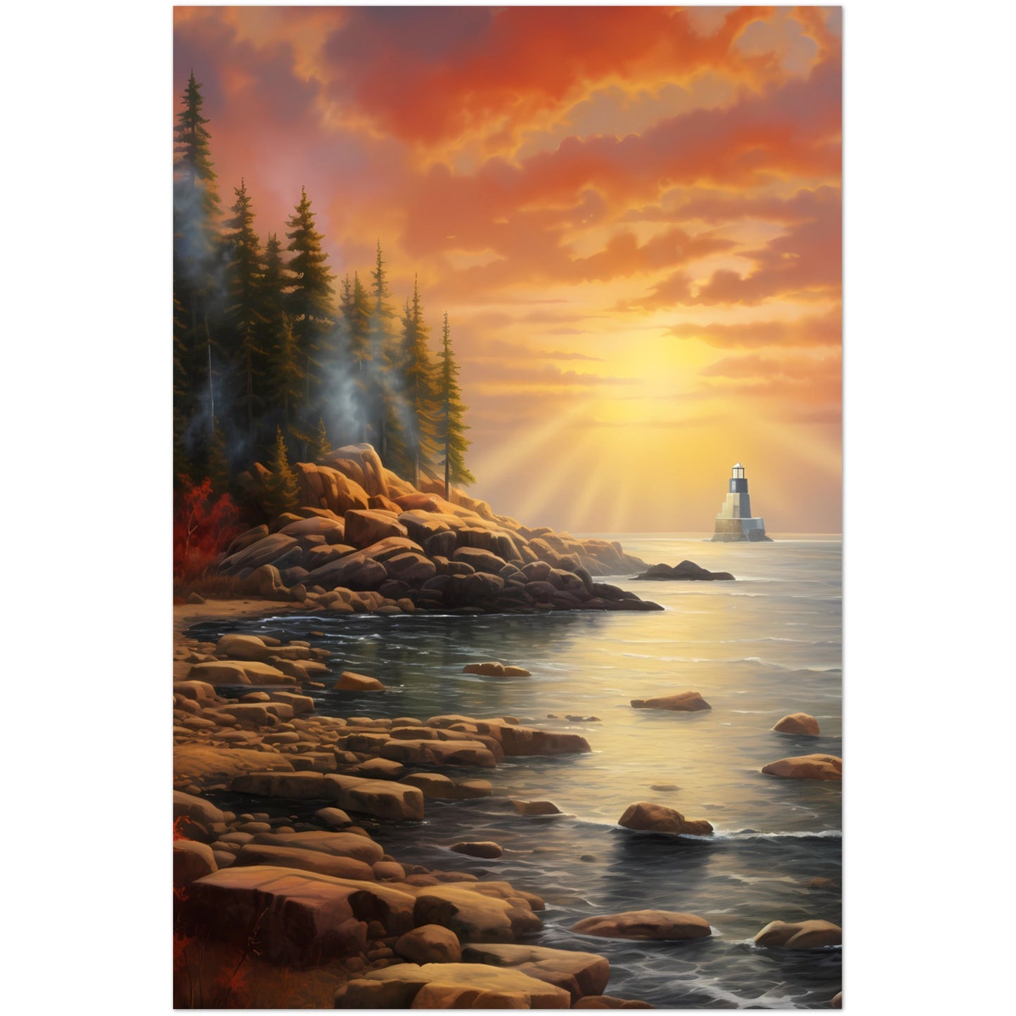 Paper Poster - Acadia Lighthouse Luminance