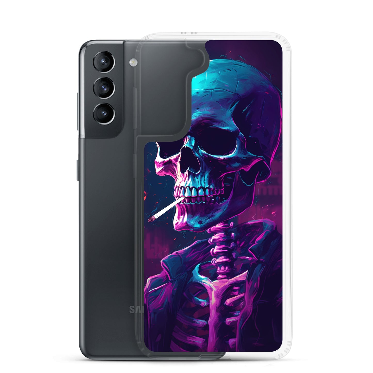 Samsung Case - Synthwave Smoking Skeleton