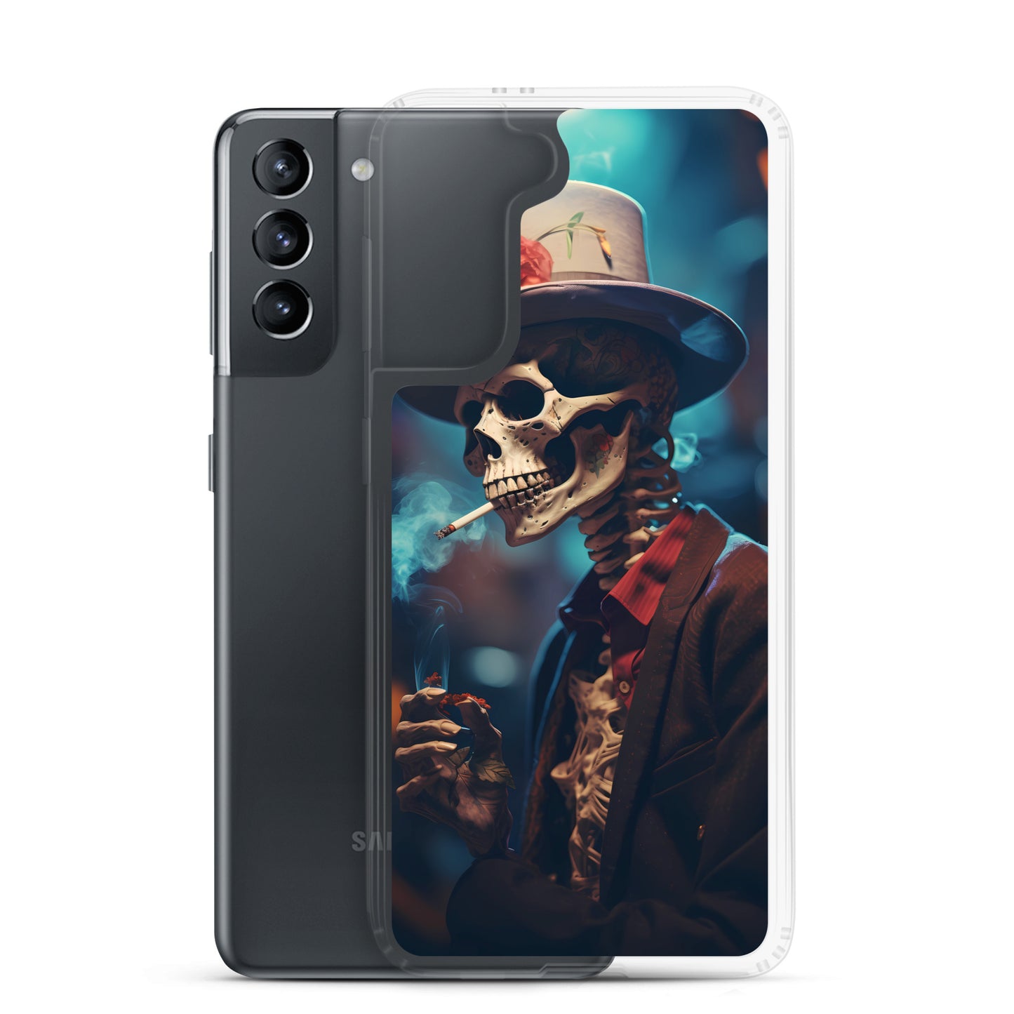 Samsung Case - Smoking Skeleton in Top Hat with Roses