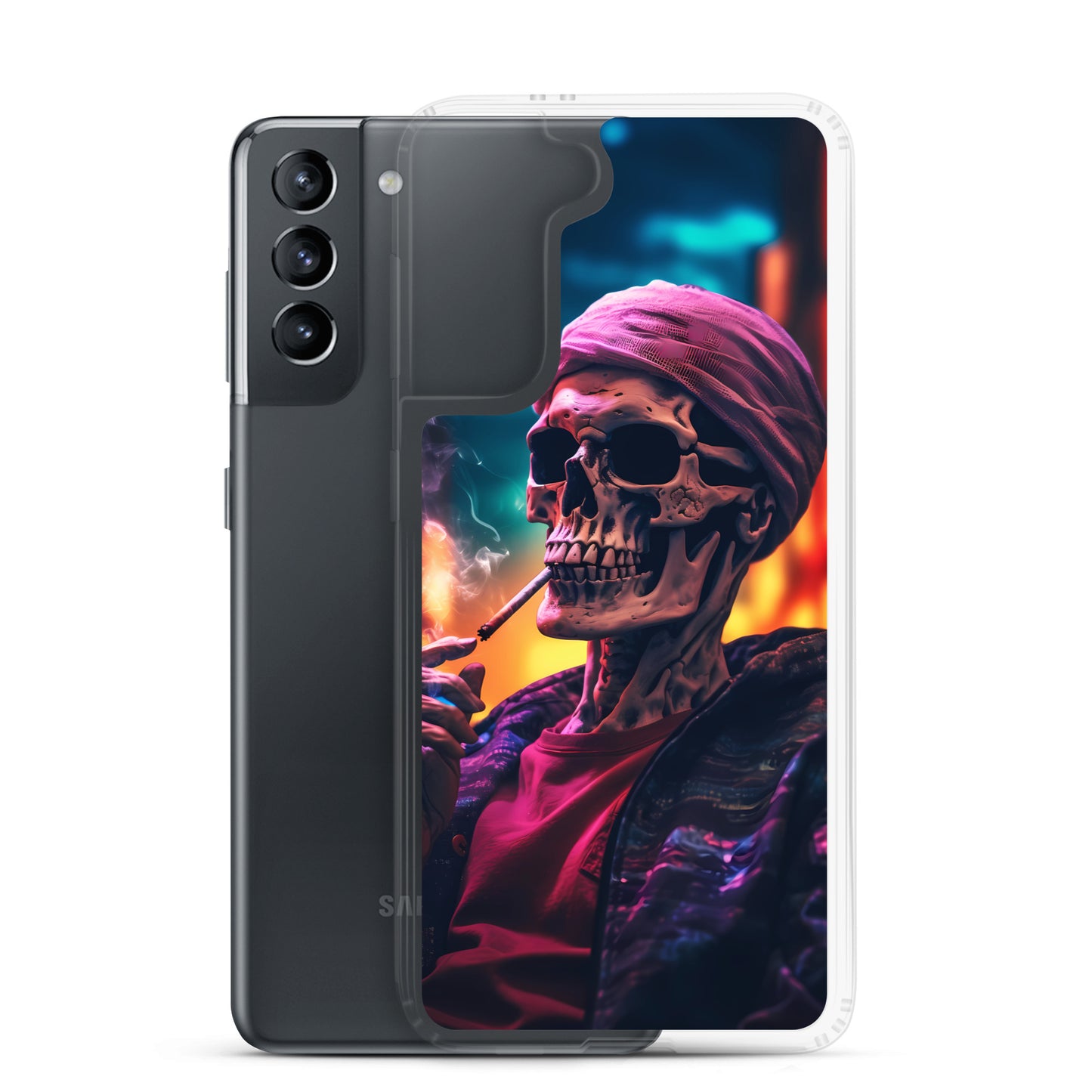 Samsung Case - Chill Synthwave Smoking Skeleton