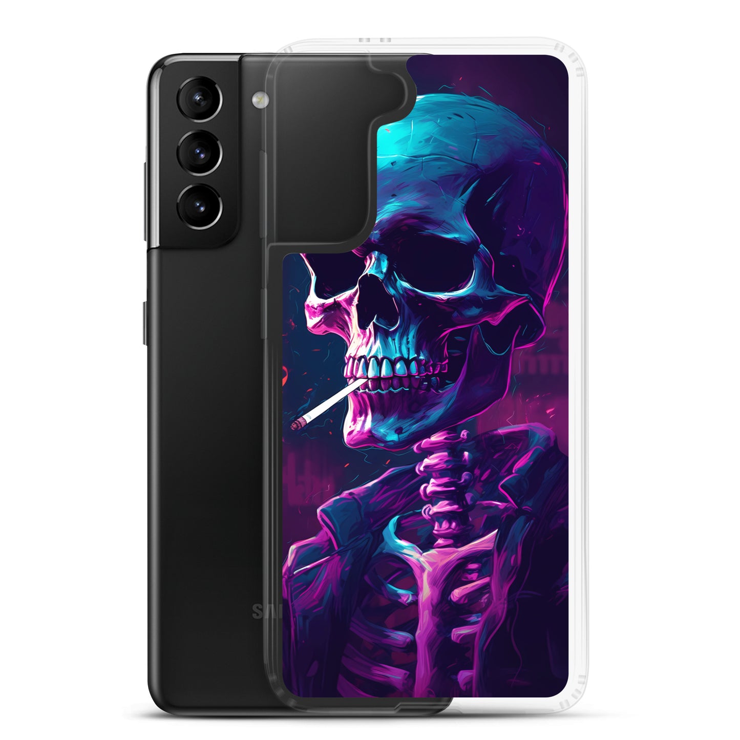 Samsung Case - Synthwave Smoking Skeleton