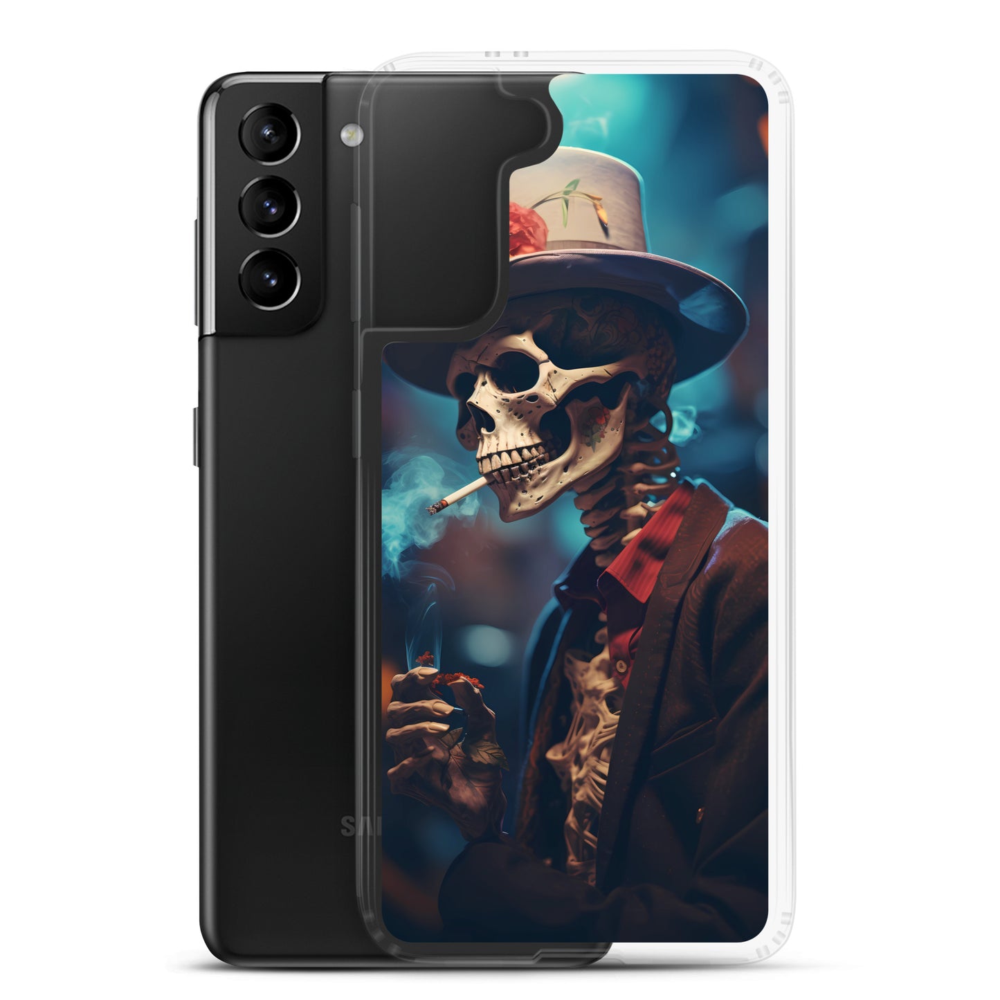 Samsung Case - Smoking Skeleton in Top Hat with Roses