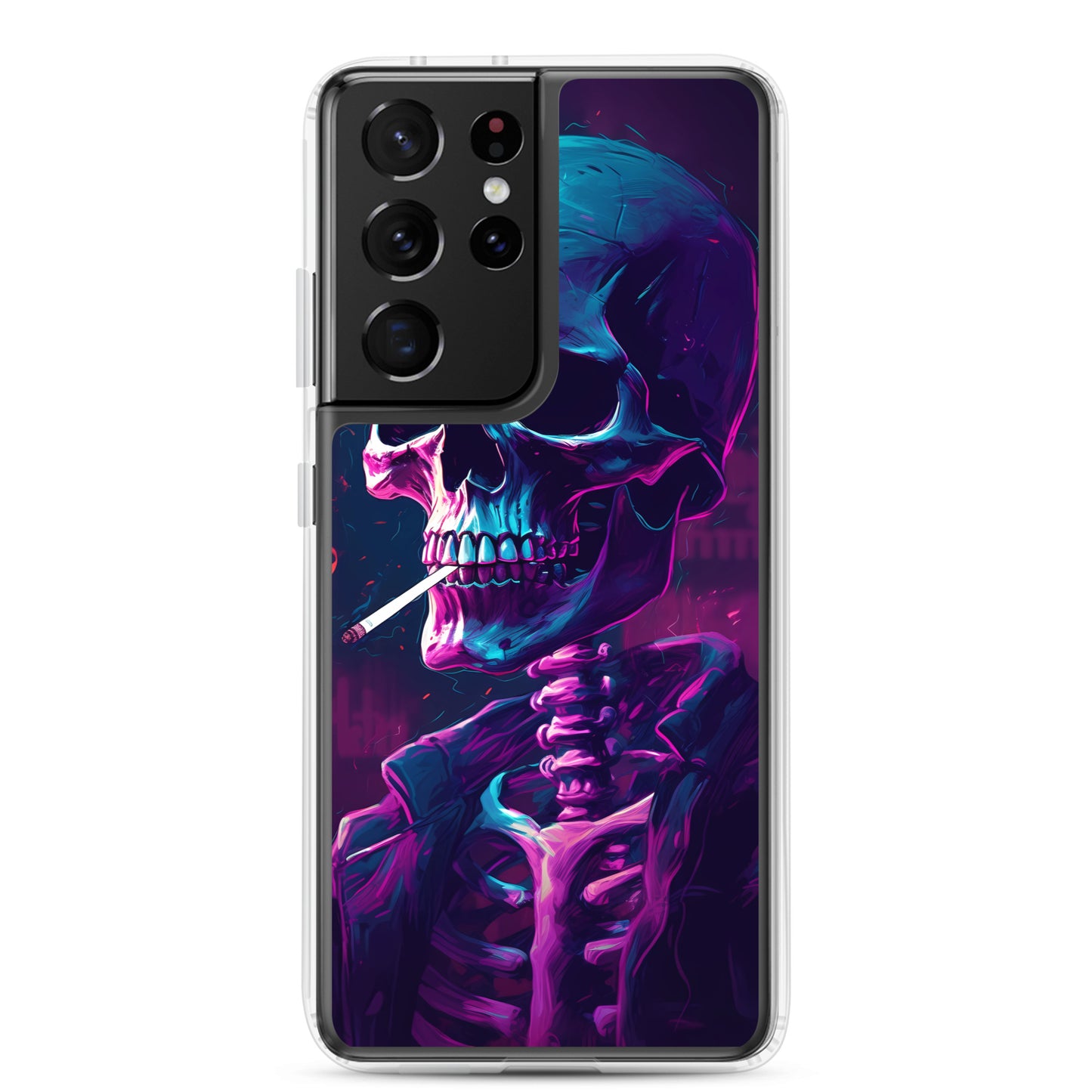 Samsung Case - Synthwave Smoking Skeleton