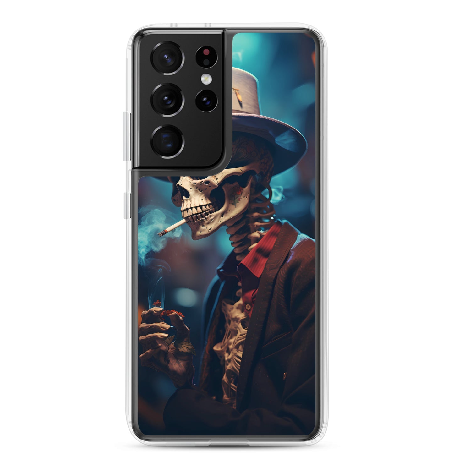 Samsung Case - Smoking Skeleton in Top Hat with Roses