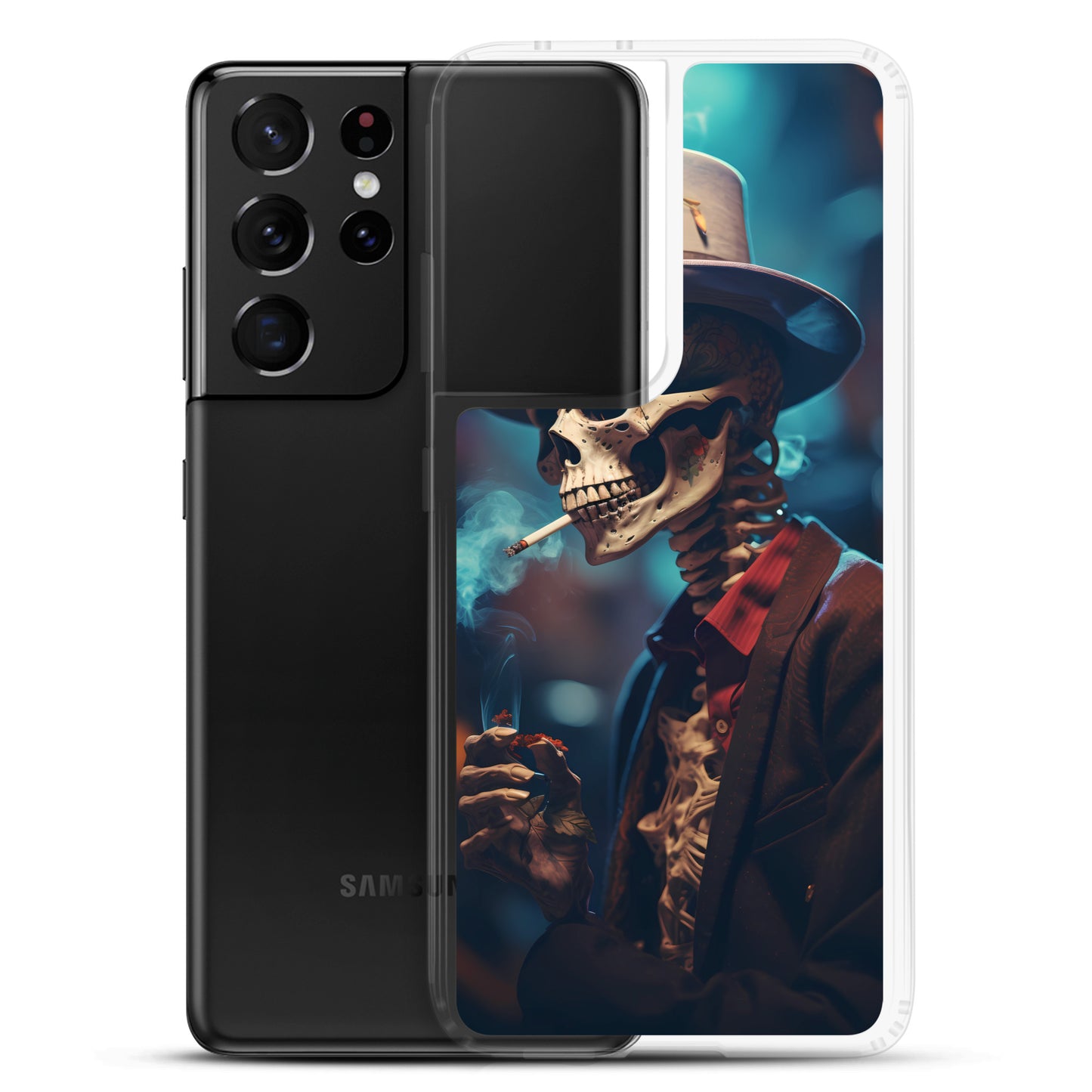 Samsung Case - Smoking Skeleton in Top Hat with Roses