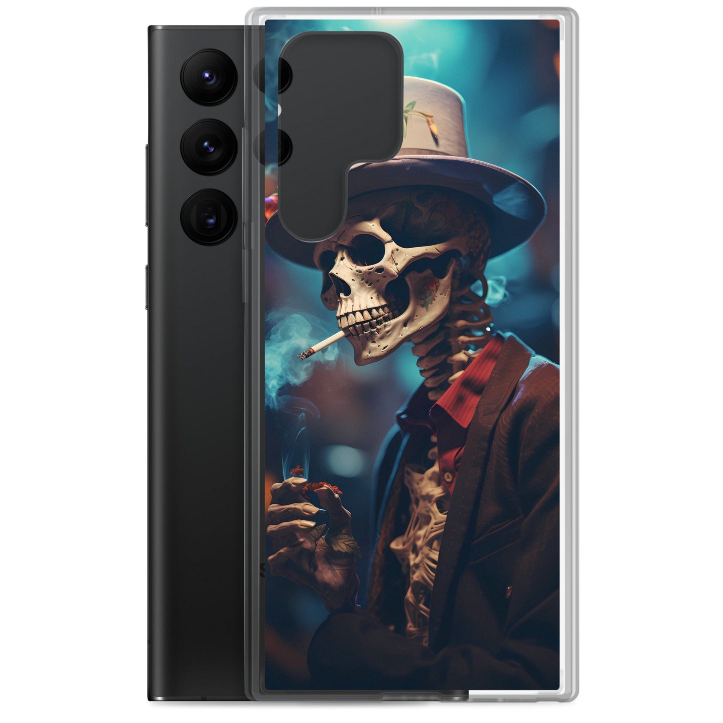 Samsung Case - Smoking Skeleton in Top Hat with Roses