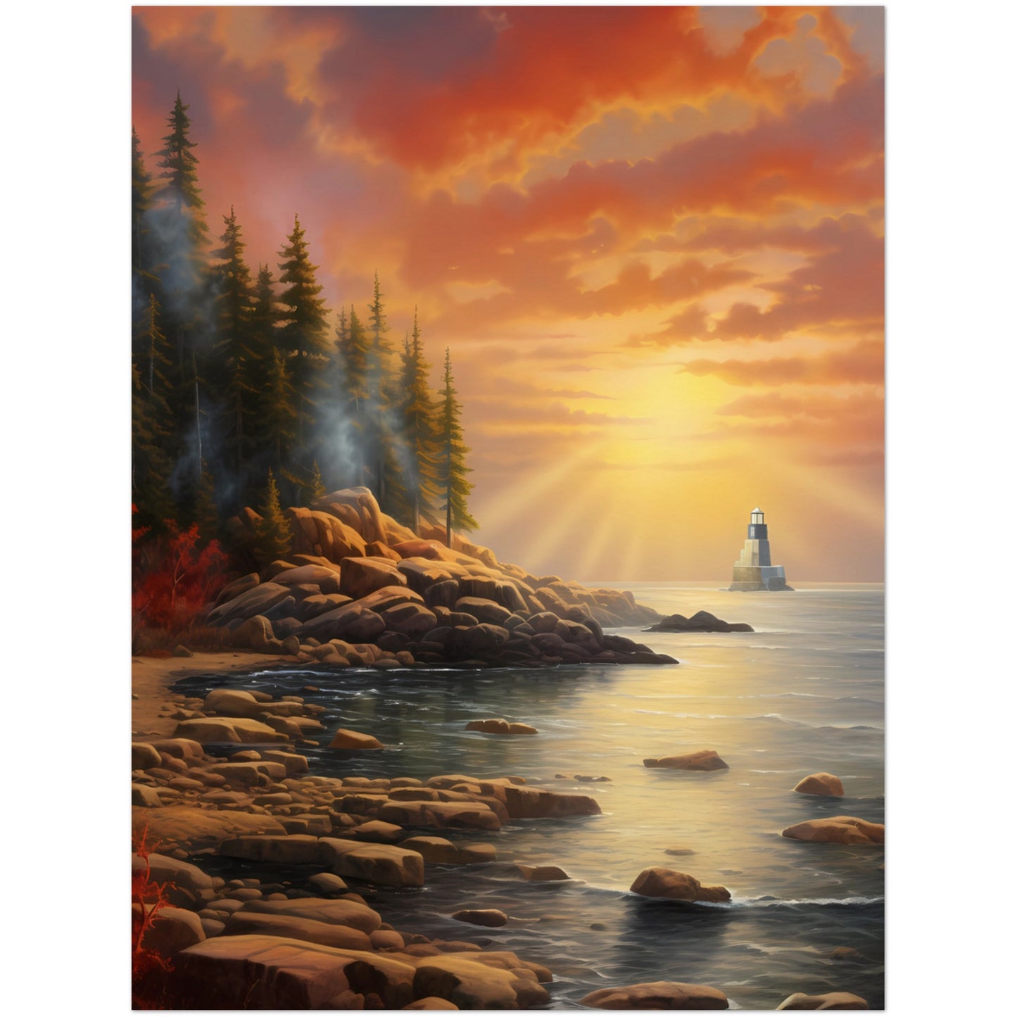 Paper Poster - Acadia Lighthouse Luminance