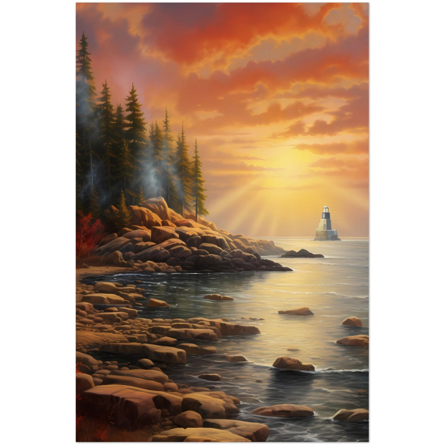 Paper Poster - Acadia Lighthouse Luminance