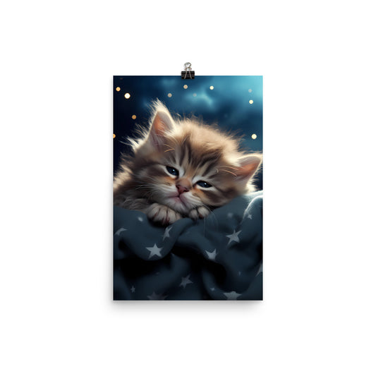 Enhanced Matte Paper Poster - Sleepy Star Kitty