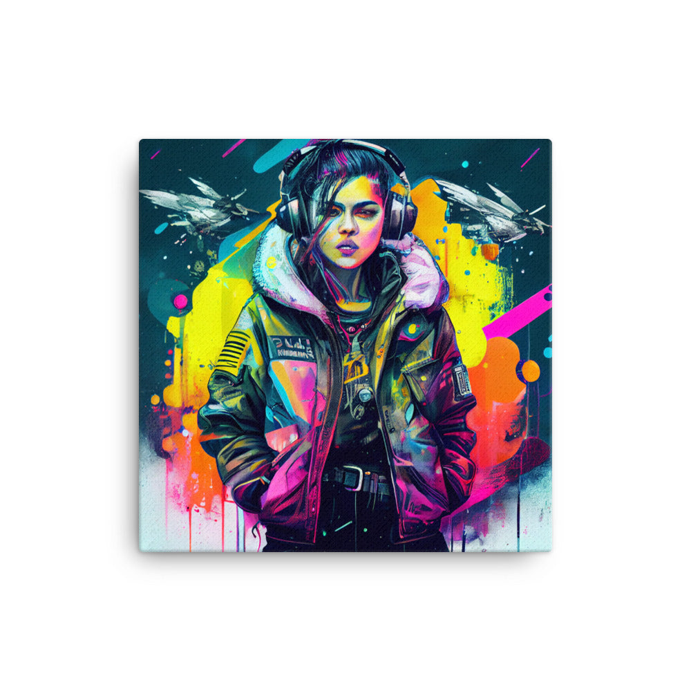 Canvas Wall Art - Cyberpunk Woman Portrait