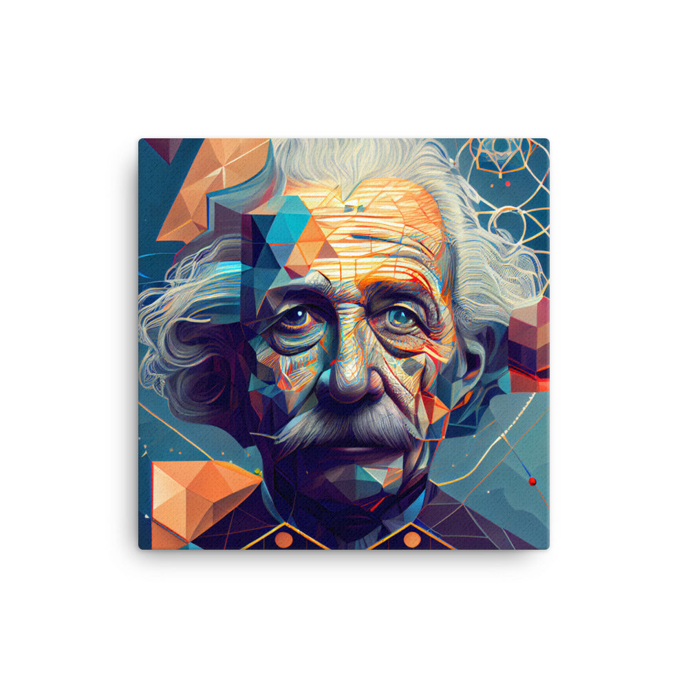 Canvas Wall Art - Geometric Einstein Portrait