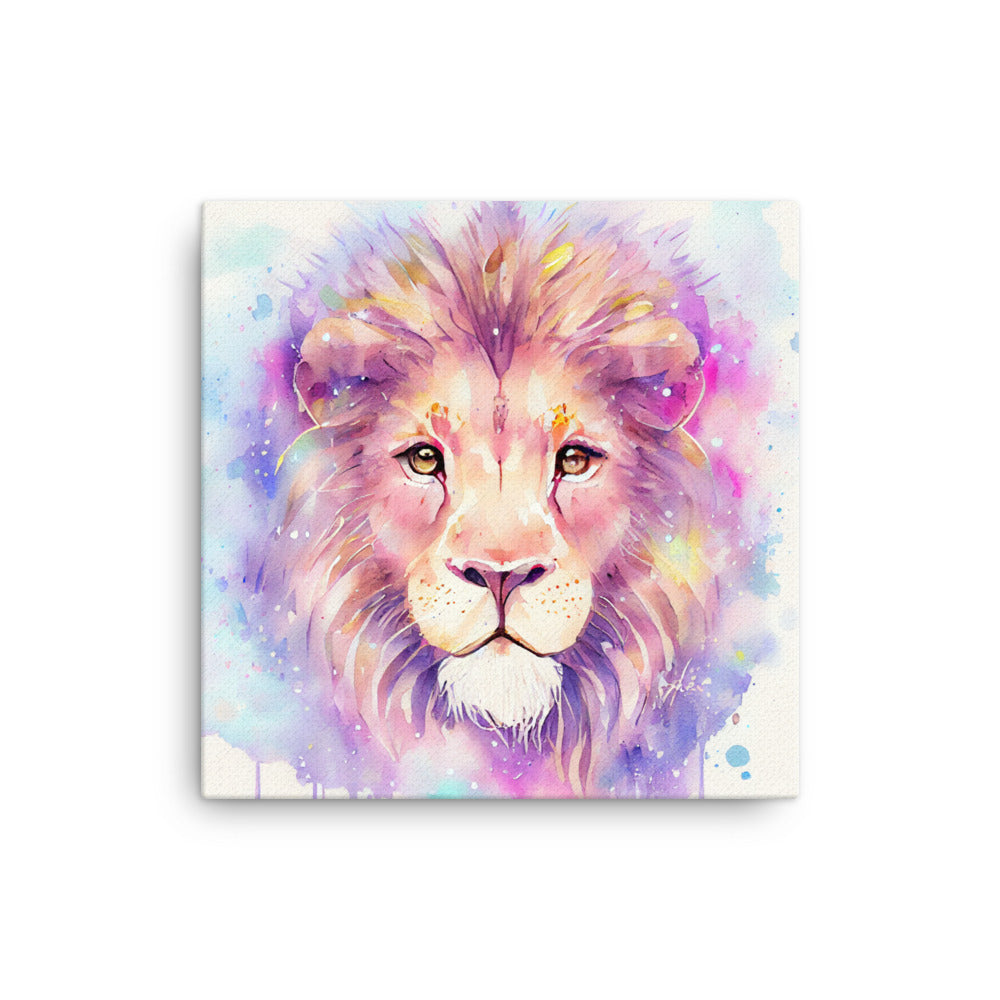 Canvas Wall Art - Kids Room Lion Watercolor