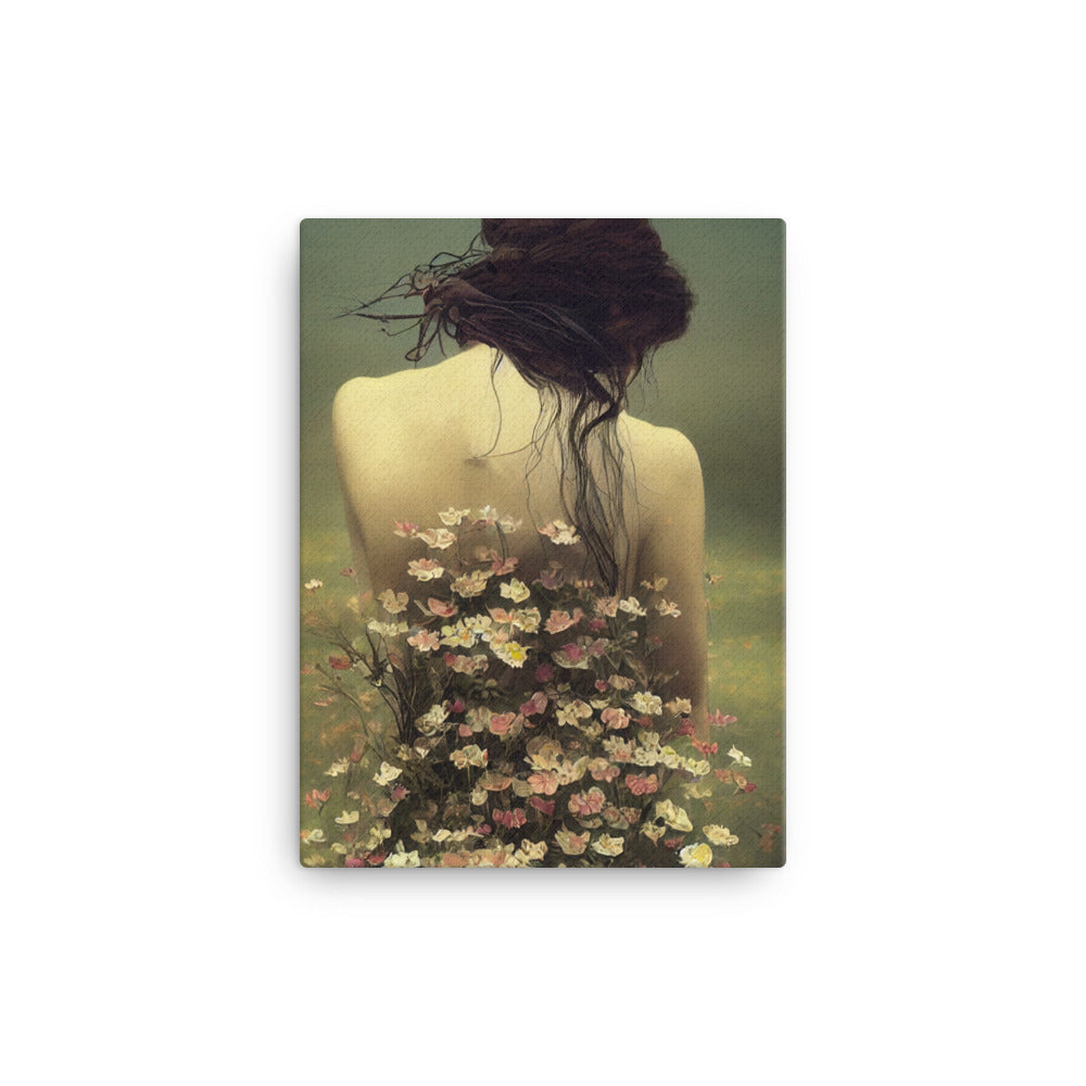 Canvas Wall Art - Girl in Wildflowers