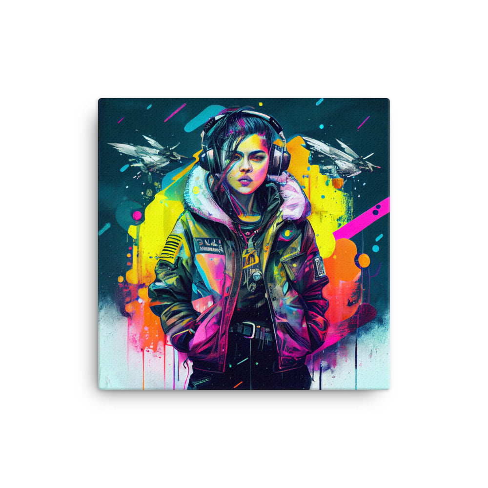 Canvas Wall Art - Cyberpunk Woman Portrait