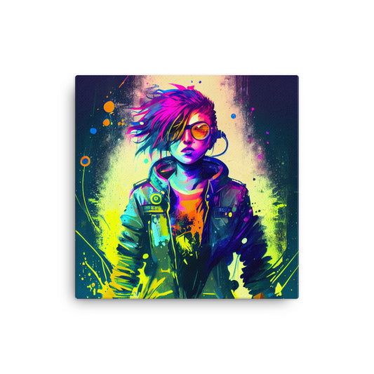 Canvas Wall Art - Cyberpunk Woman Portrait