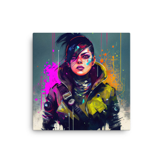 Canvas Wall Art - Cyberpunk Woman Portrait