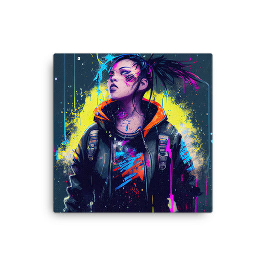 Canvas Wall Art - Cyberpunk Woman Portrait