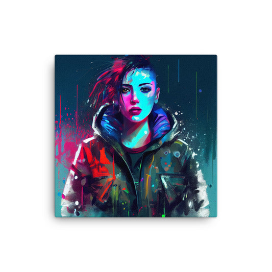 Canvas Wall Art - Cyberpunk Woman Portrait