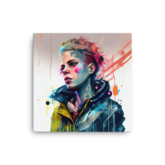 Canvas Wall Art - Cyberpunk Woman Portrait