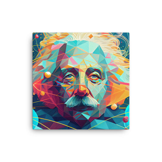 Canvas Wall Art - Geometric Einstein Portrait