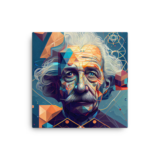 Canvas Wall Art - Geometric Einstein Portrait