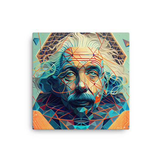 Canvas Wall Art - Geometric Einstein Portrait