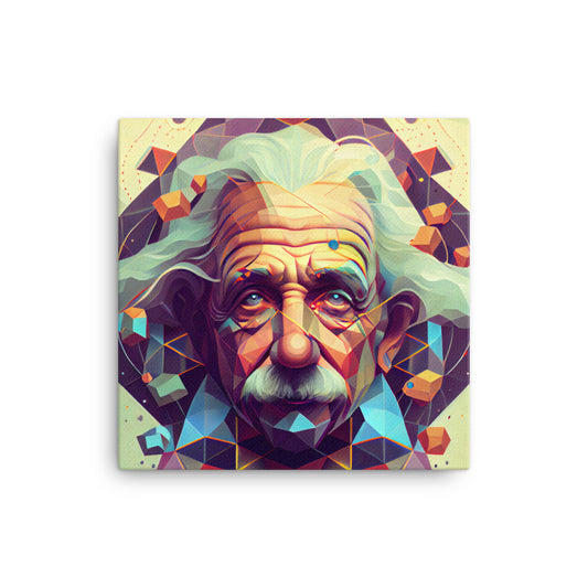 Canvas Wall Art - Geometric Einstein Portrait