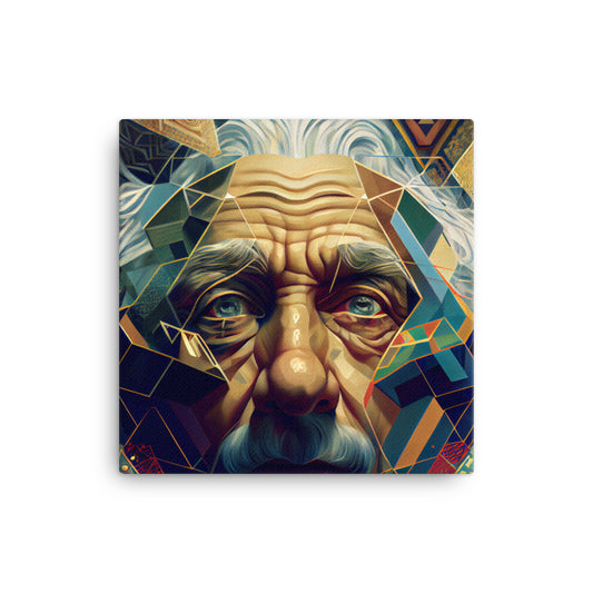 Canvas Wall Art - Geometric Einstein's Eyes Portrait