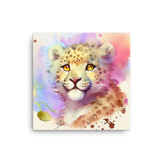 Canvas Wall Art - Baby Leopard Watercolor