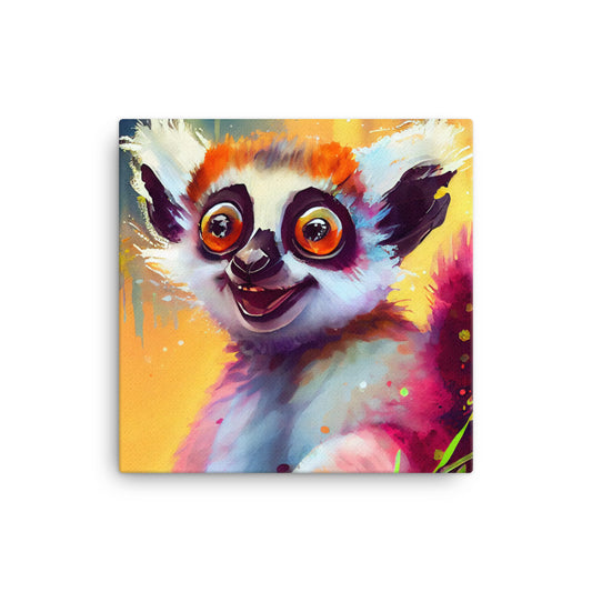 Canvas Wall Art - Kids Room Lemur Watercolor