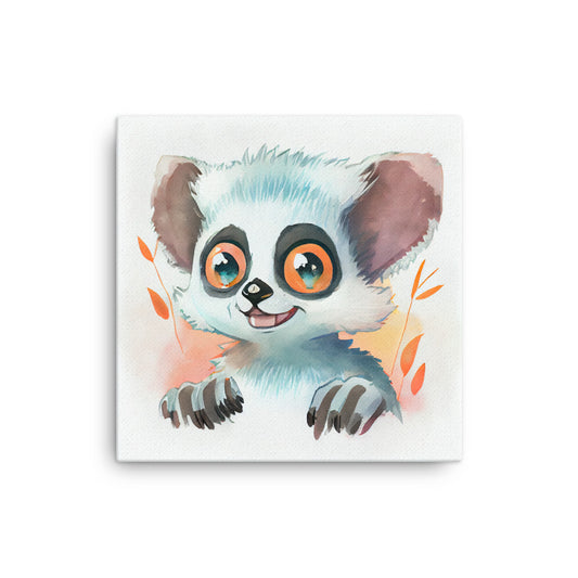 Canvas Wall Art - Kids Room Baby Lemur Watercolor