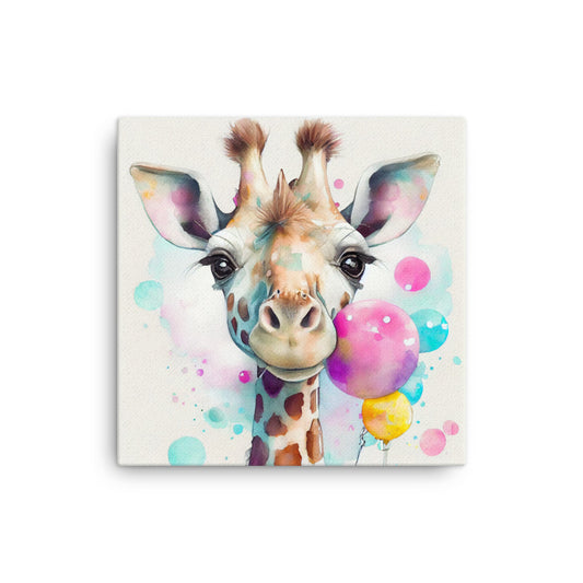 Canvas Wall Art - Kids Room Giraffe Watercolor