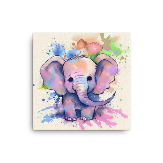 Canvas Wall Art - Kids Room Baby Elephant Watercolor