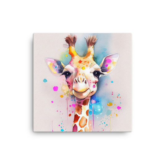 Canvas Wall Art - Friendly Giraffe Watercolor