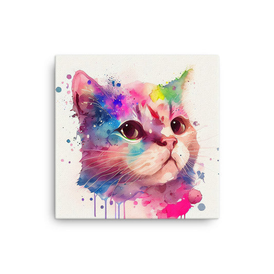 Canvas Wall Art - Kitty Watercolor