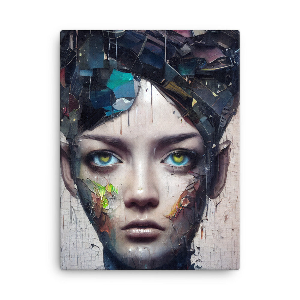 Canvas Wall Art - Cyberpunk Engineer Closeup Portrait