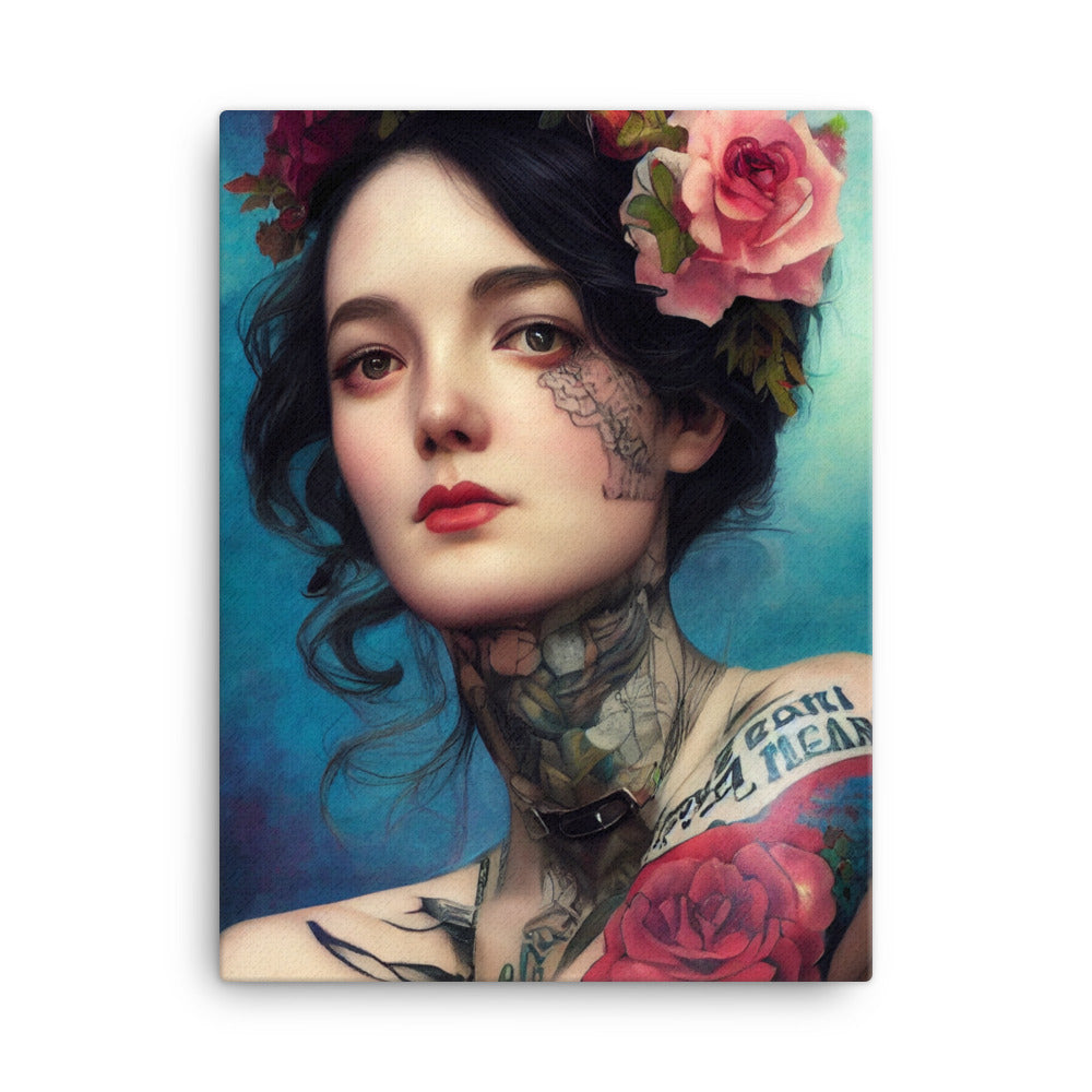 Canvas Wall Art - Portrait Rose Tattoo