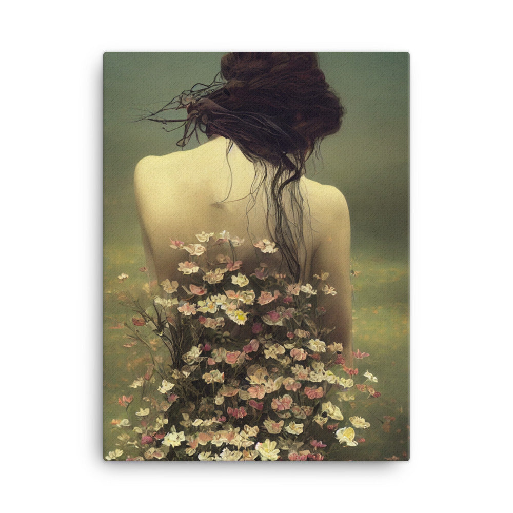 Canvas Wall Art - Girl in Wildflowers